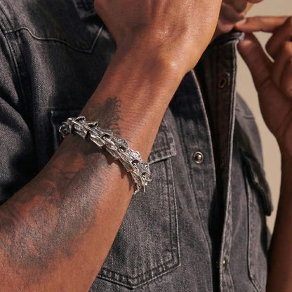 Men‘s Dragon Bone Bracelet Worn by Male Model