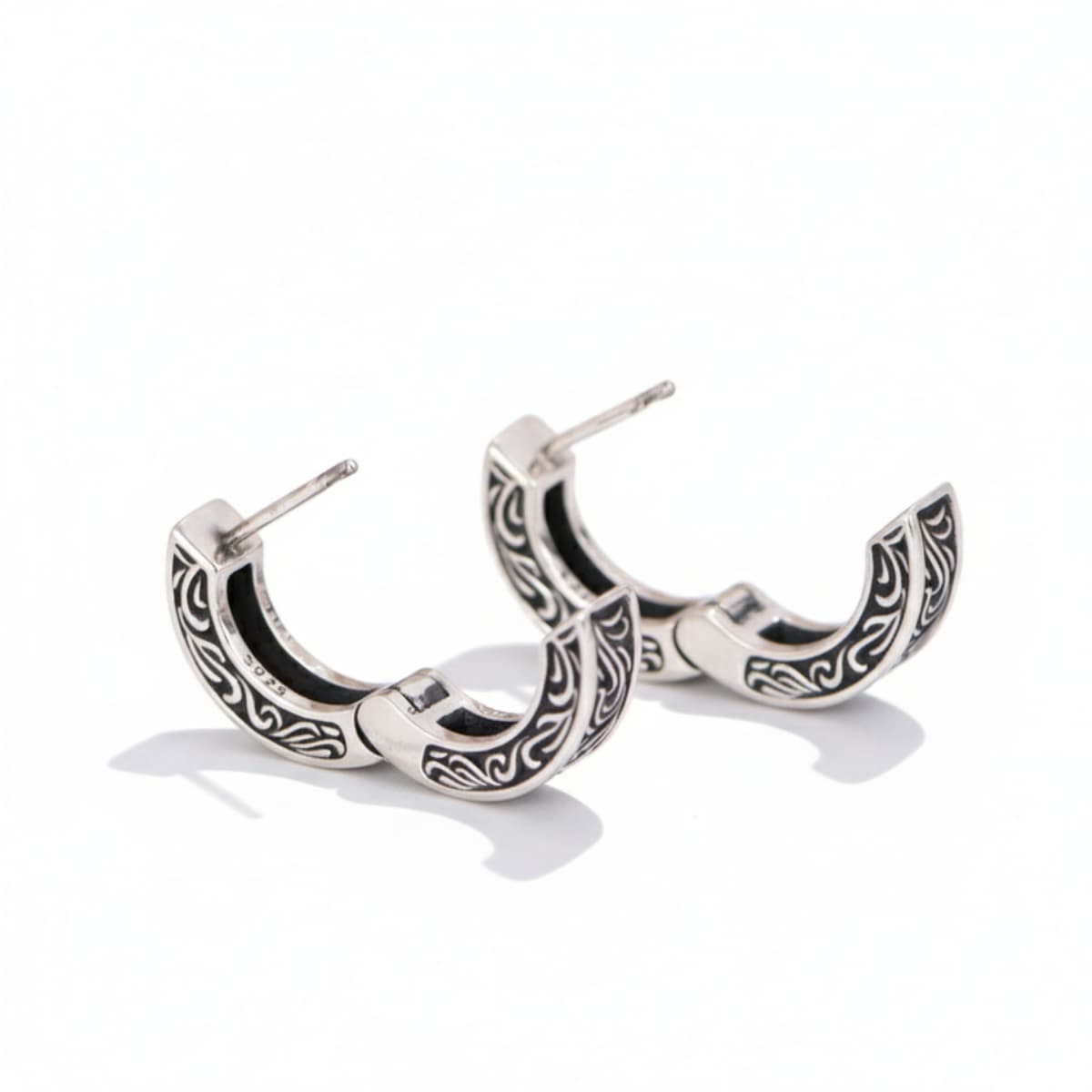 Men's Filigree Hoop Earrings Back