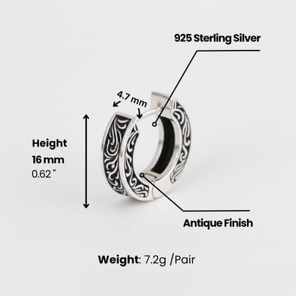 Men's Filigree Hoop Earrings Dimensions and Weight