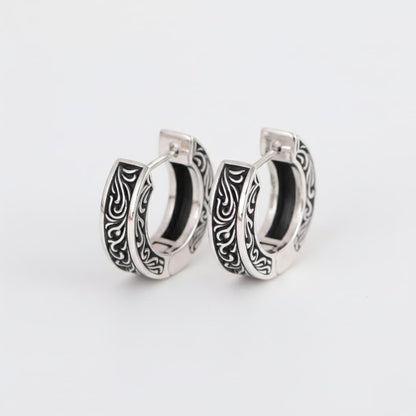 Men's Filigree Hoop Earrings Front