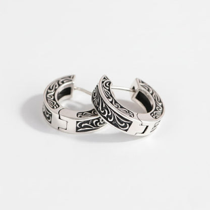 Men's Filigree Hoop Earrings Side