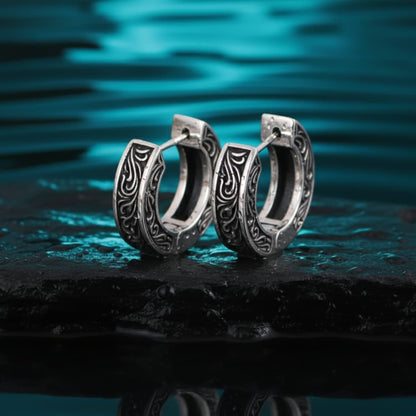 Men's Filigree Hoop Earrings