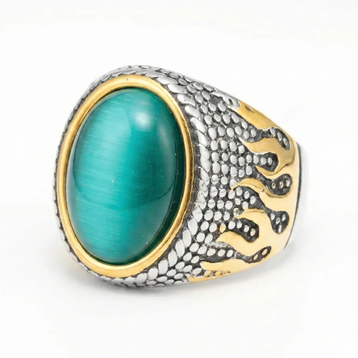 Men's Green Cat's Eye Ring Details