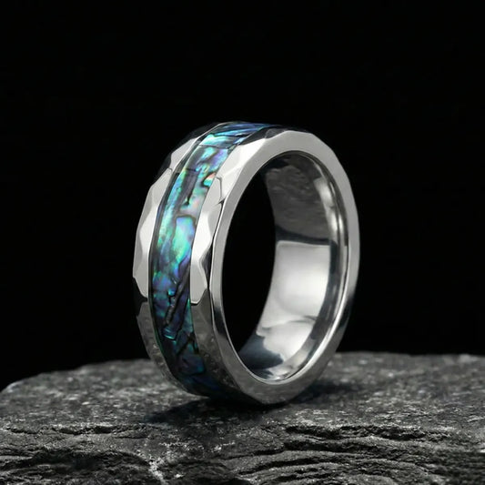 Men‘s Polished Silver Abalone Ring