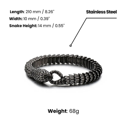 Men’s Snake Chain Bracelet Vintage Black Dimensions and Weight