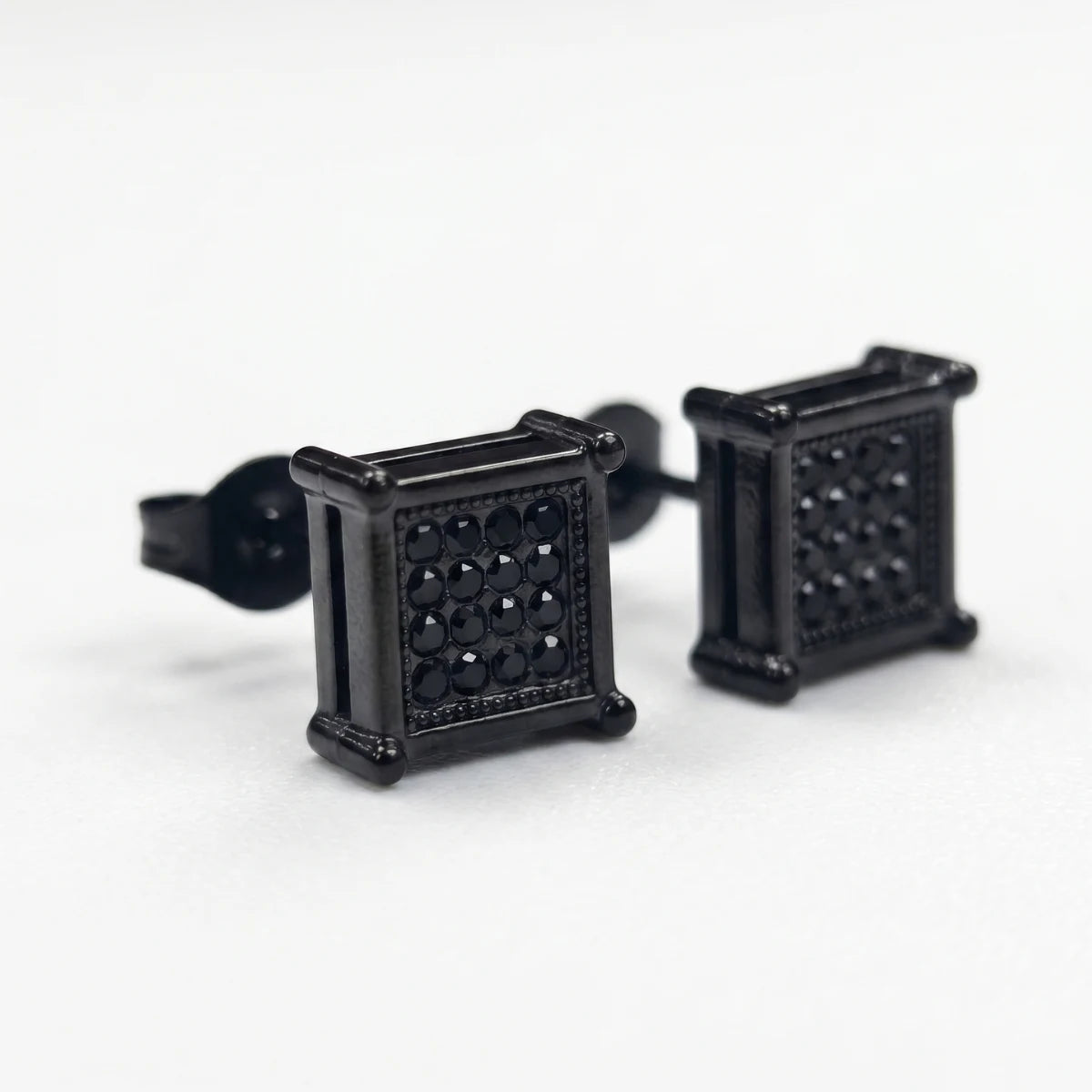 Men's Square Earrings Black