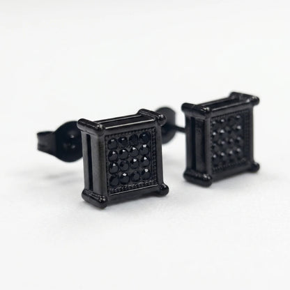 Men's Square Earrings Black