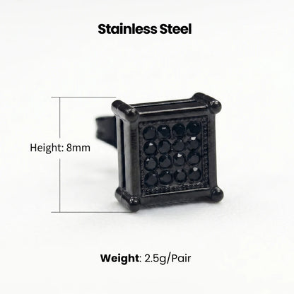 Men’s Square Earrings Dimensions and Weight