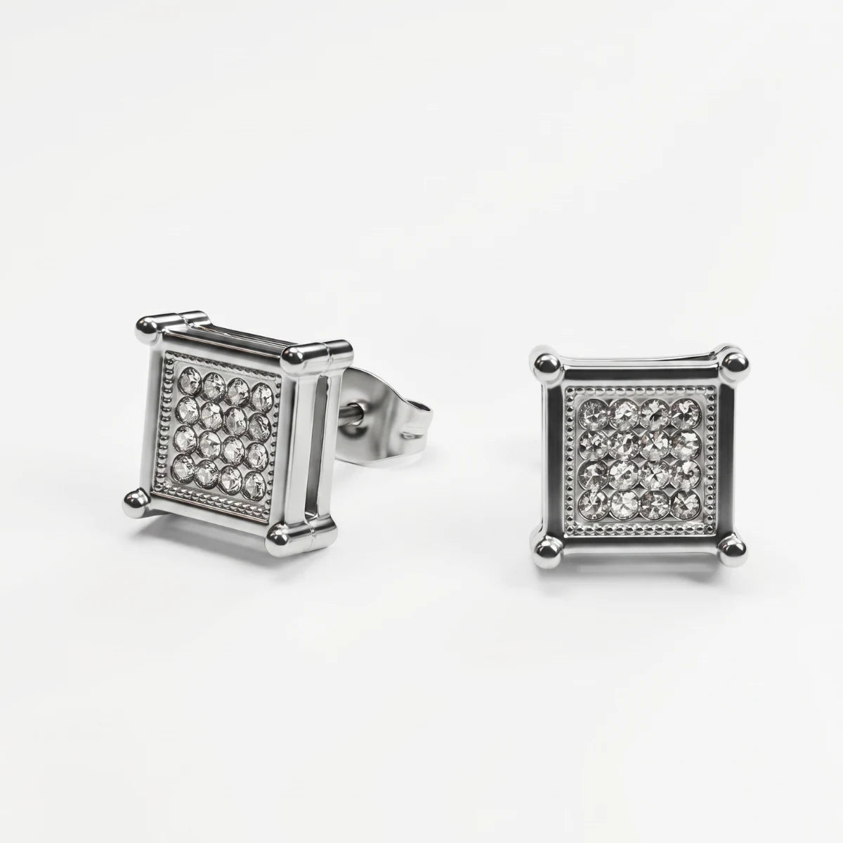 Men‘s Square Earrings Silver