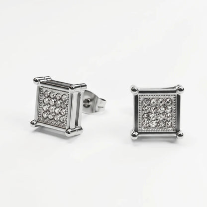 Men‘s Square Earrings Silver