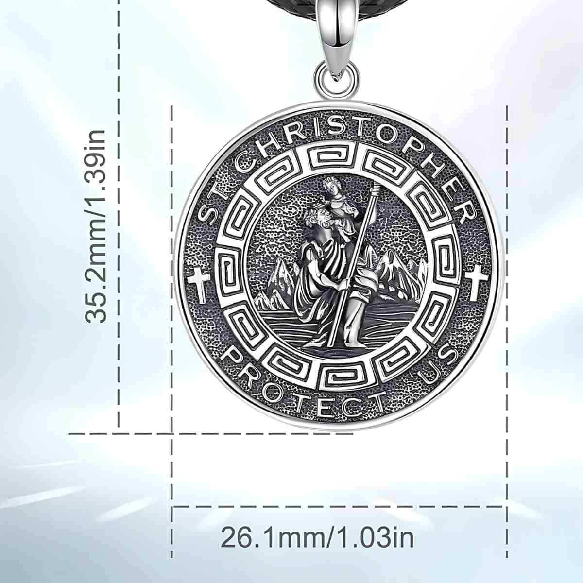 Mens St Christopher Pendant Dimensions and Weight Xenos Jewelry