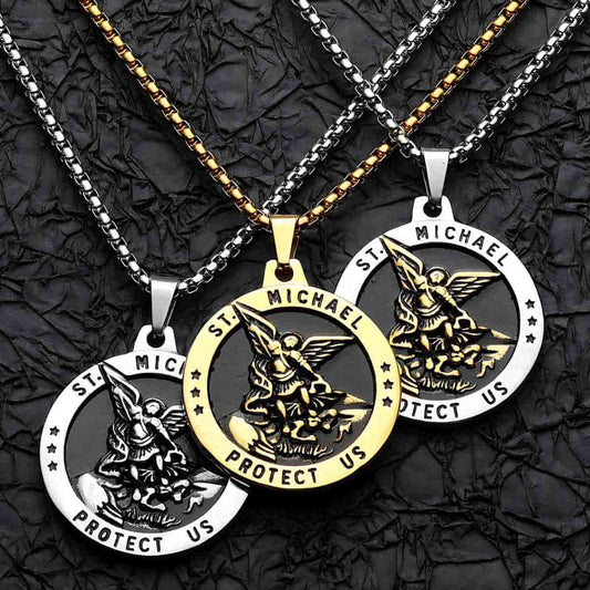 Mens St Michael Pendant Necklace All Variants Xenos Jewelry