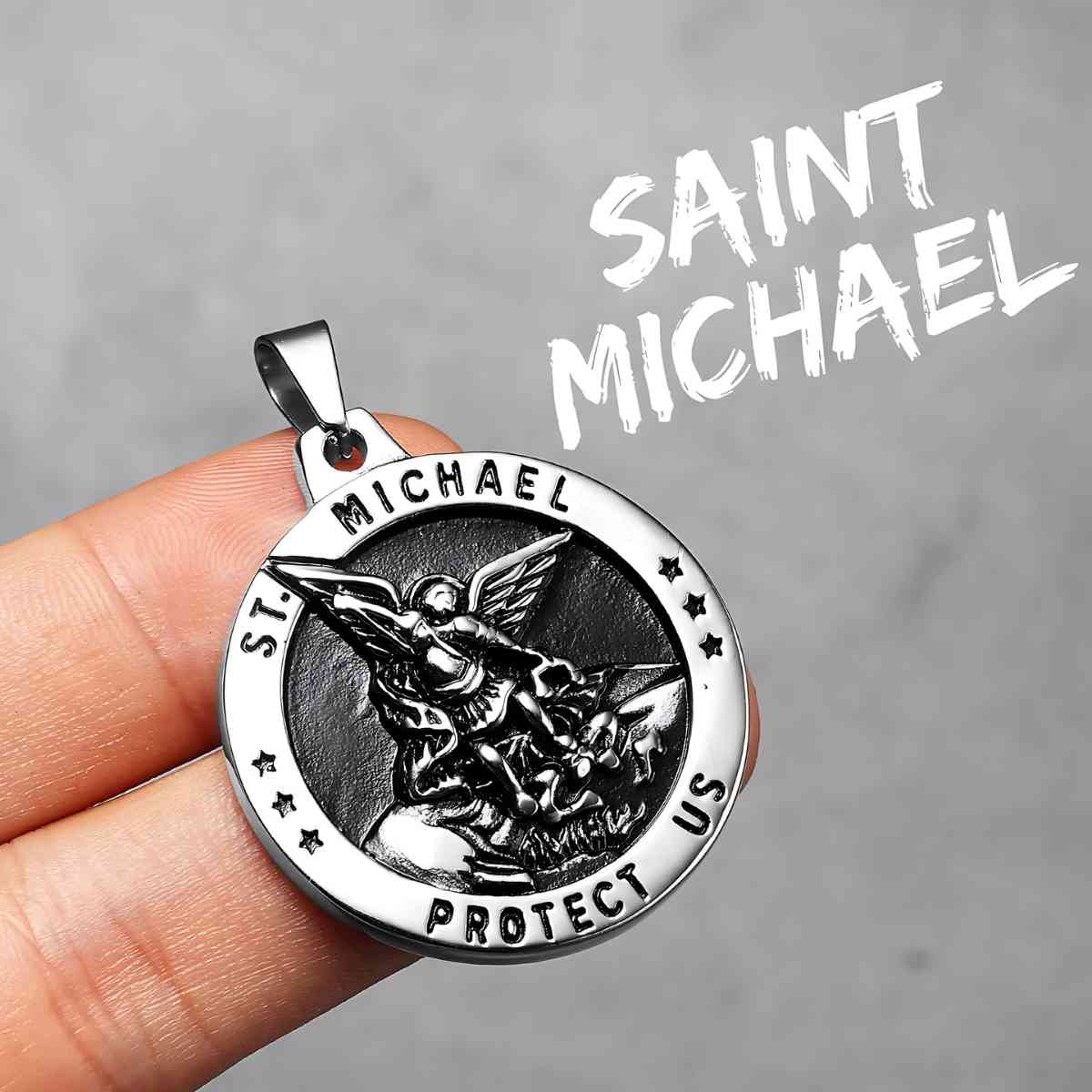 Mens St Michael Pendant Necklace Silver Pendant Only Xenos Jewelry