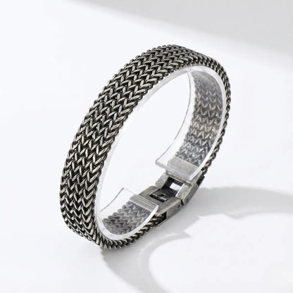 Men‘s Stainless Steel Foxtail Bracelet Antique Silver Front