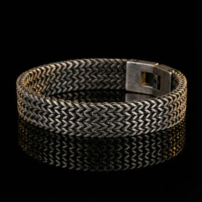 Men's Stainless Steel Foxtail Bracelet Antique Silver