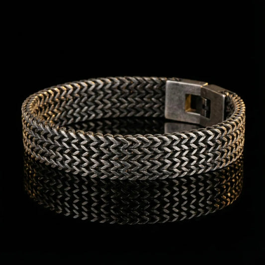 Men's Stainless Steel Foxtail Bracelet Antique Silver