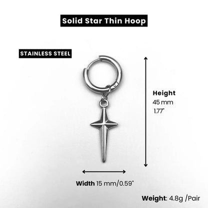 Men‘’s Star Dangle Earrings Solid Star Thin Hoop Dimensions and Weight