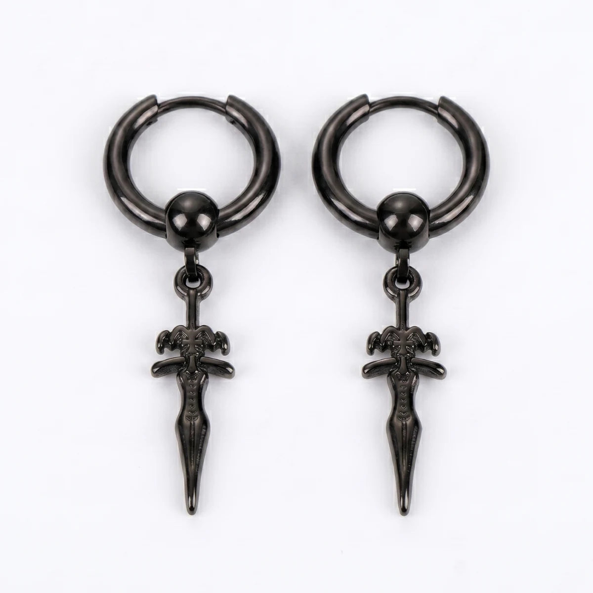 Men’s Sword Earrings Black
