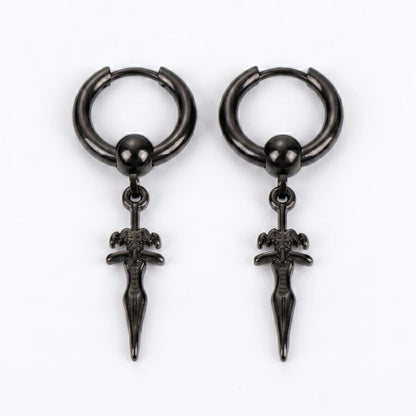Men’s Sword Earrings Black