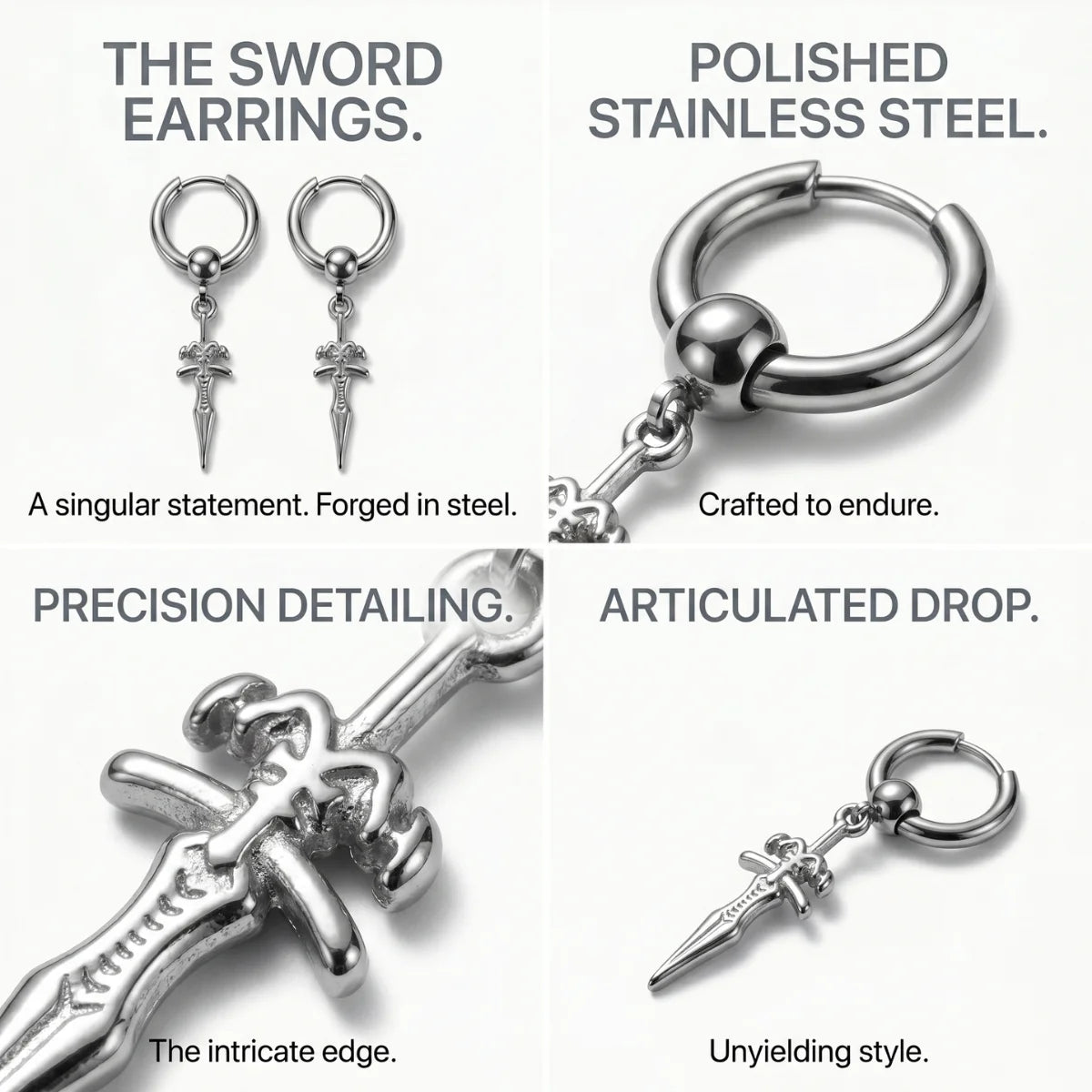 Men's Sword Earrings Design Features