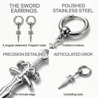 Men's Sword Earrings Design Features
