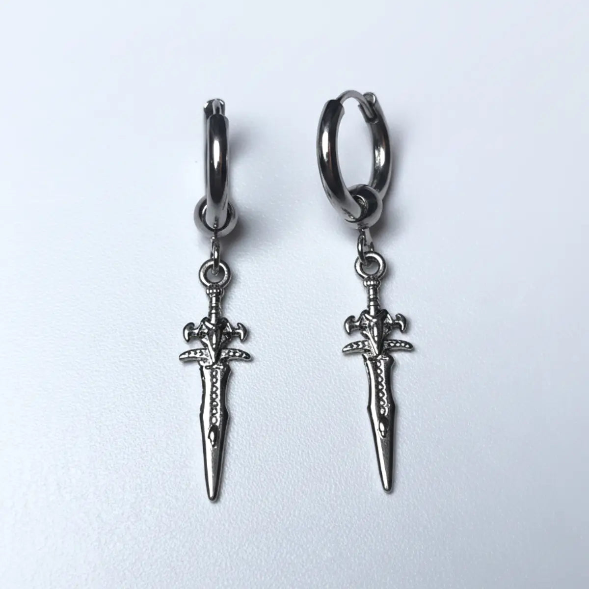 Men's Sword Earrings Front Details