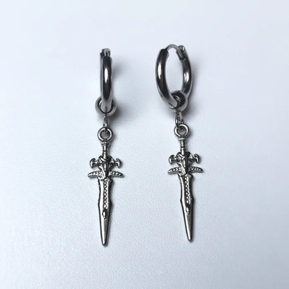 Men's Sword Earrings Front Details