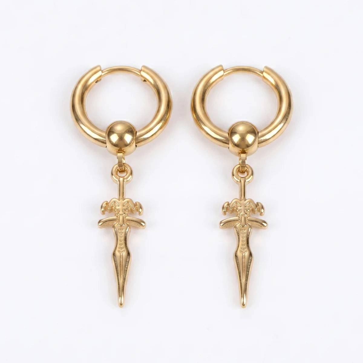 Men‘s Sword Earrings Gold