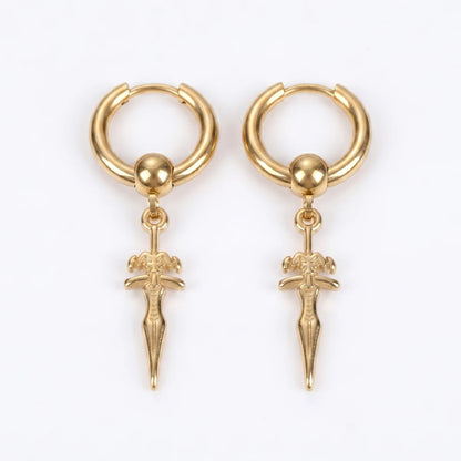 Men‘s Sword Earrings Gold
