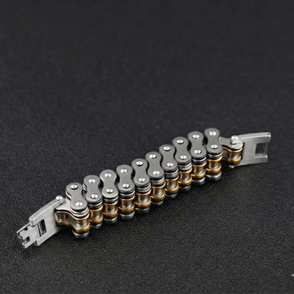 Men’s Tri Tone Bike Chain Bracelet Back