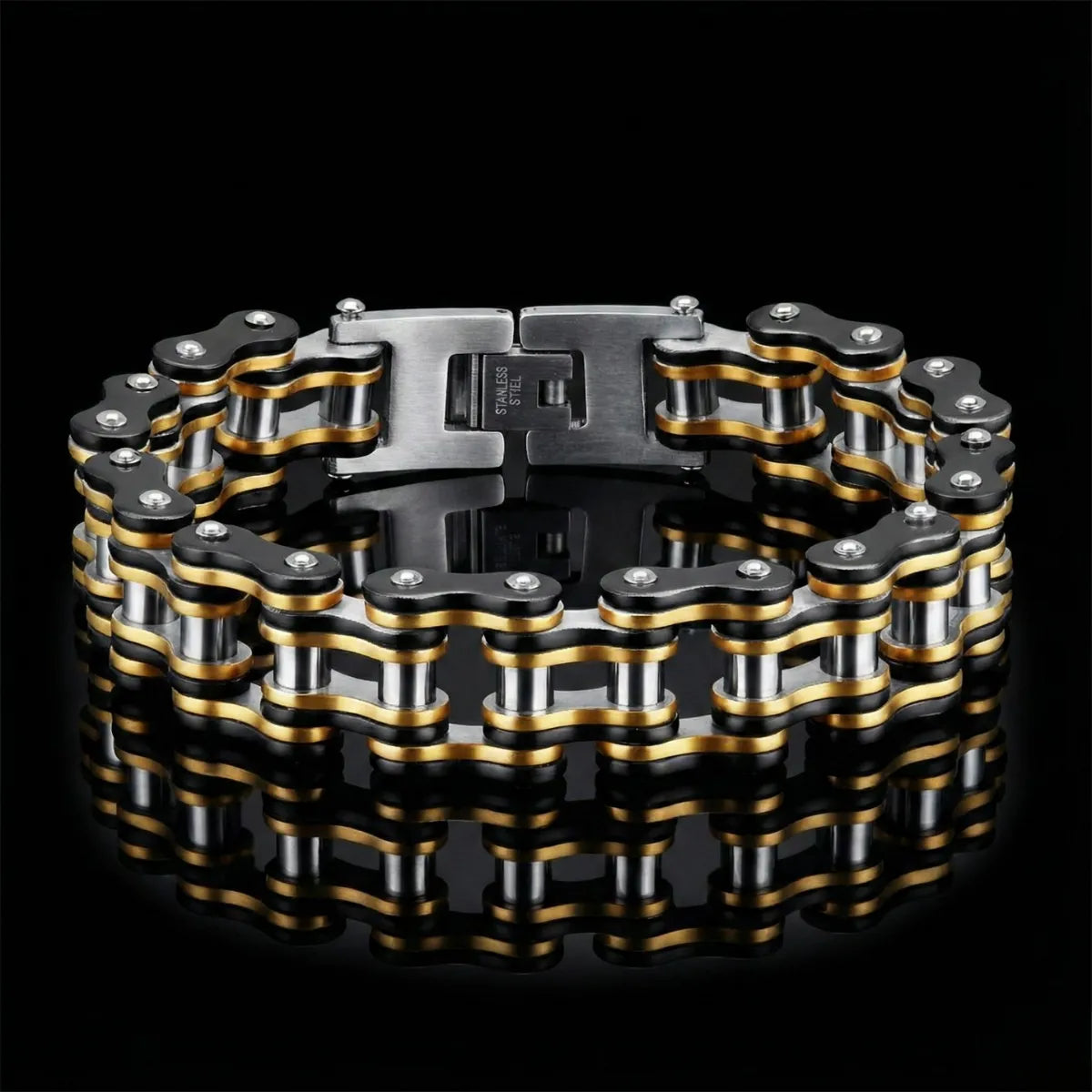 Men‘s Tri Tone Bike Chain Bracelet