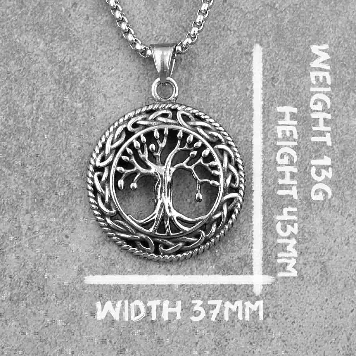 Mens Yggdrasil Necklace with Braided Dimensions and Weight Xenos Jewelry