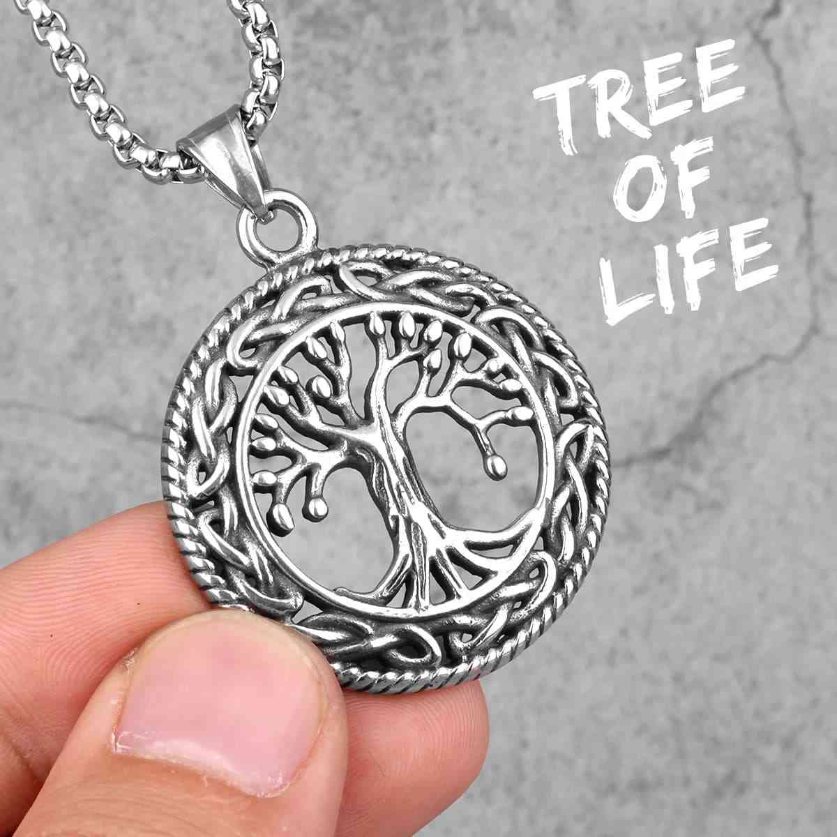 Mens Yggdrasil Necklace with Braided Pendant with Chain Xenos Jewelry