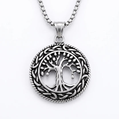 Men’s Yggdrasil Pendant with Chain and Braided Edge