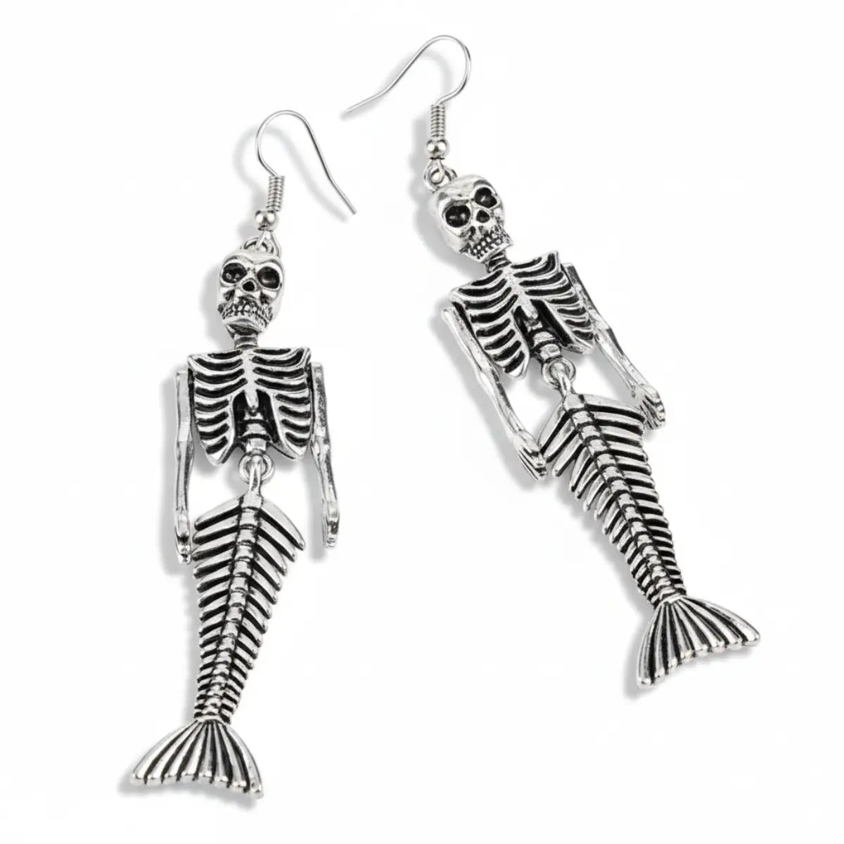 Mermaid Skeleton Earrings Front