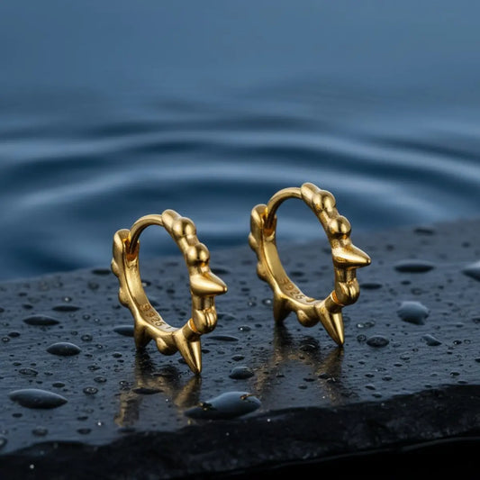 Mini Spike Huggie Hoop Earrings Gold