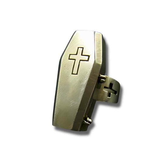 Minimalist Cross Coffin Ring