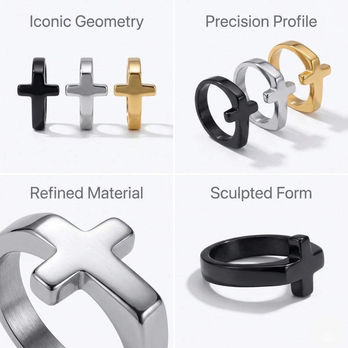 Minimalist Solid Cross Ring Features