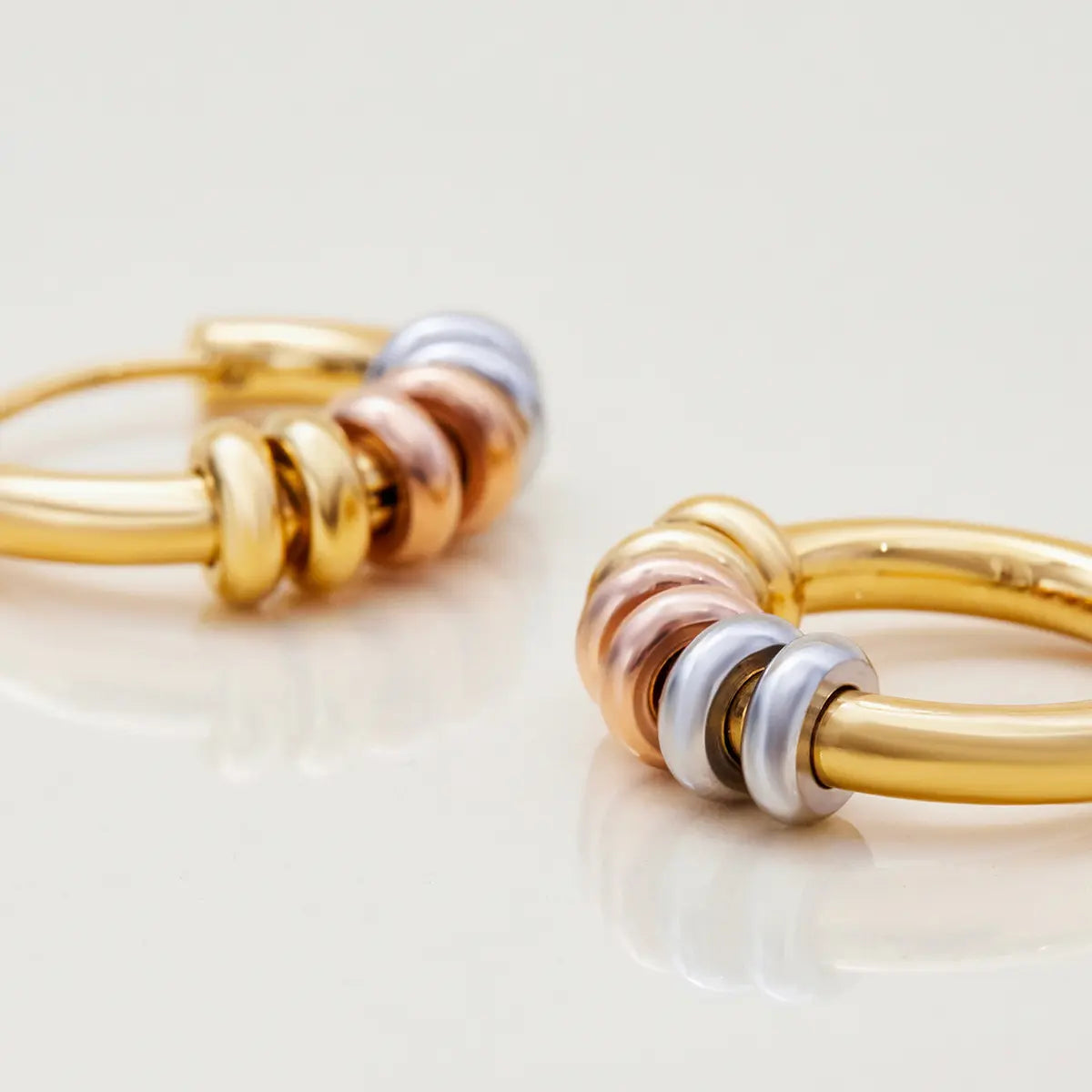 Mixed Metal Two Tone Earrings Close up Details