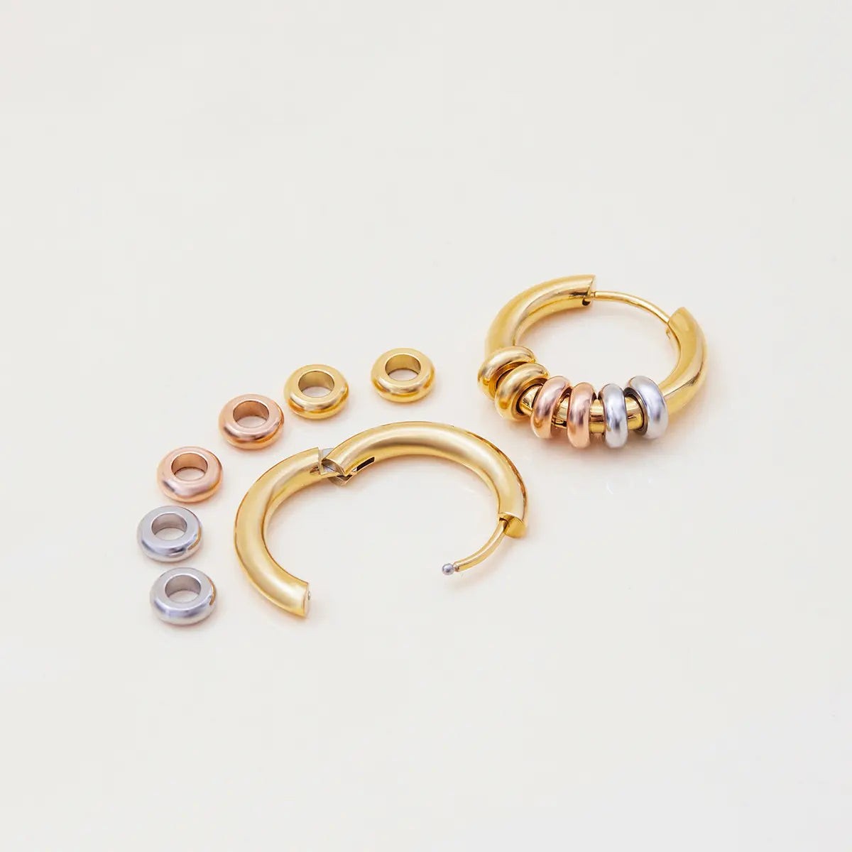 Mixed Metal Two Tone Earrings Top Details