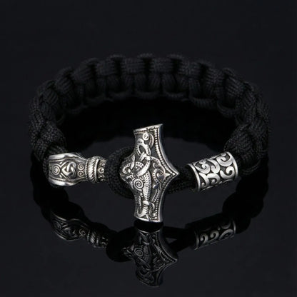Mjolnir Paracord Bracelet Black & Steel