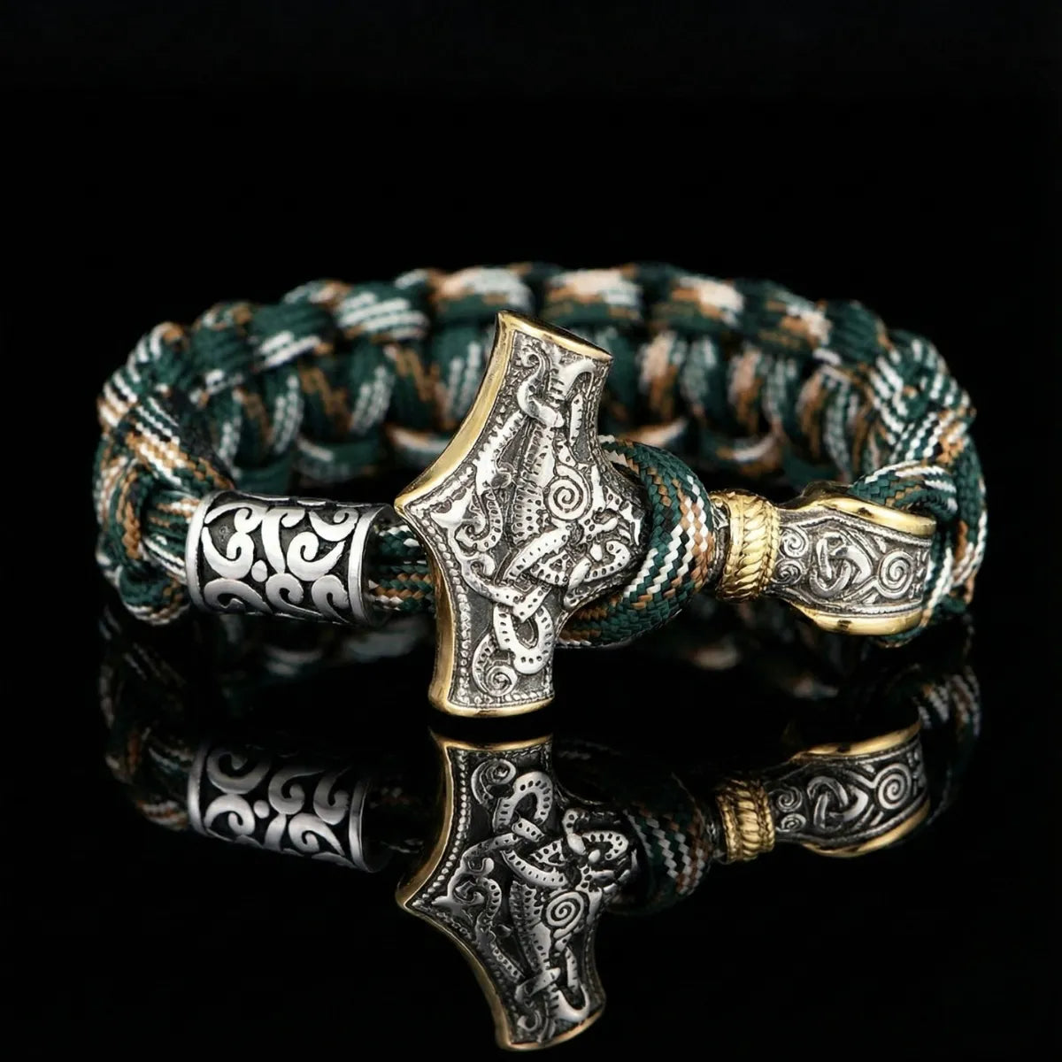 Mjolnir Paracord Bracelet Camo & Gold