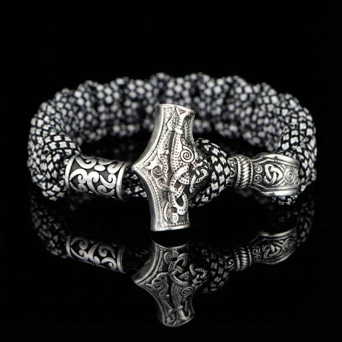 Mjolnir Paracord Bracelet Grey & Steel