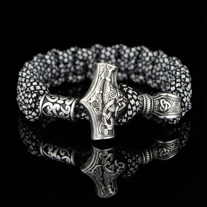 Mjolnir Paracord Bracelet Grey & Steel