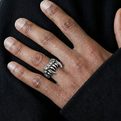 Monster Fangs Ring Worn by Male Model