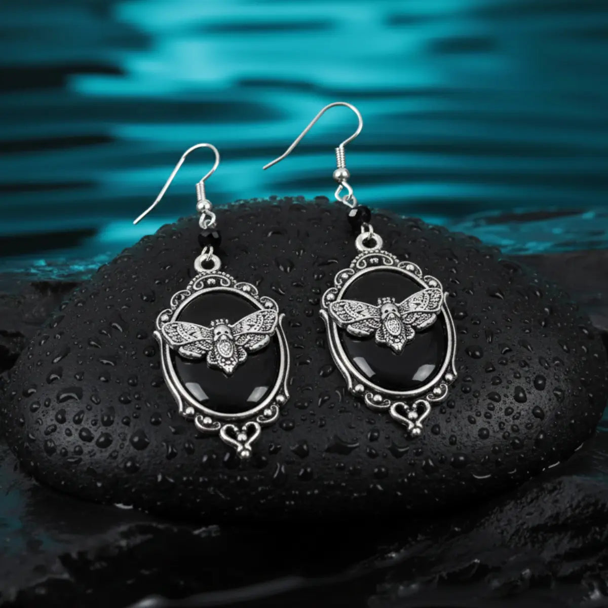 Moth Earrings with Skull