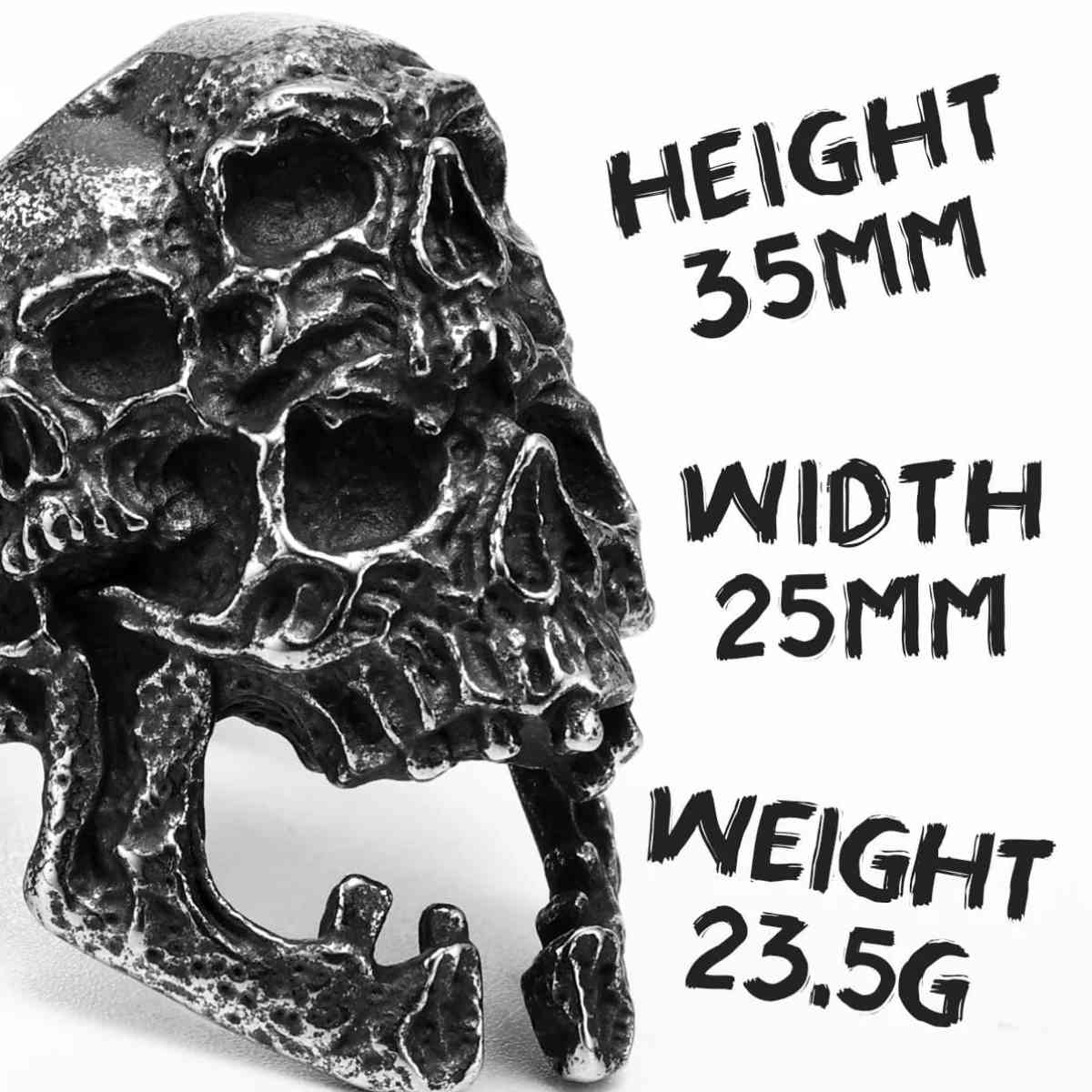 Multi Skull Heads Ring Size Xenos Jewelry
