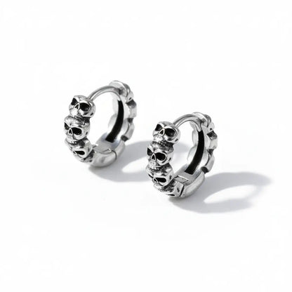 Multi Skull Huggie Hoop Earrings Front