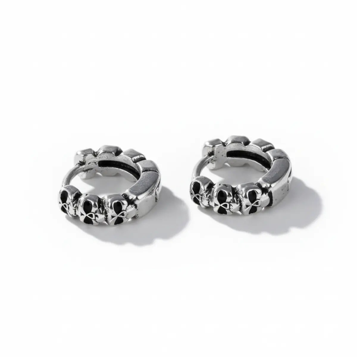 Multi Skull Huggie Hoop Earrings Side