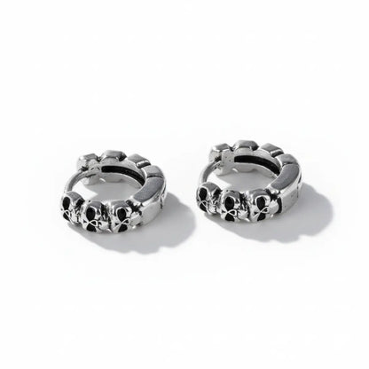 Multi Skull Huggie Hoop Earrings Side